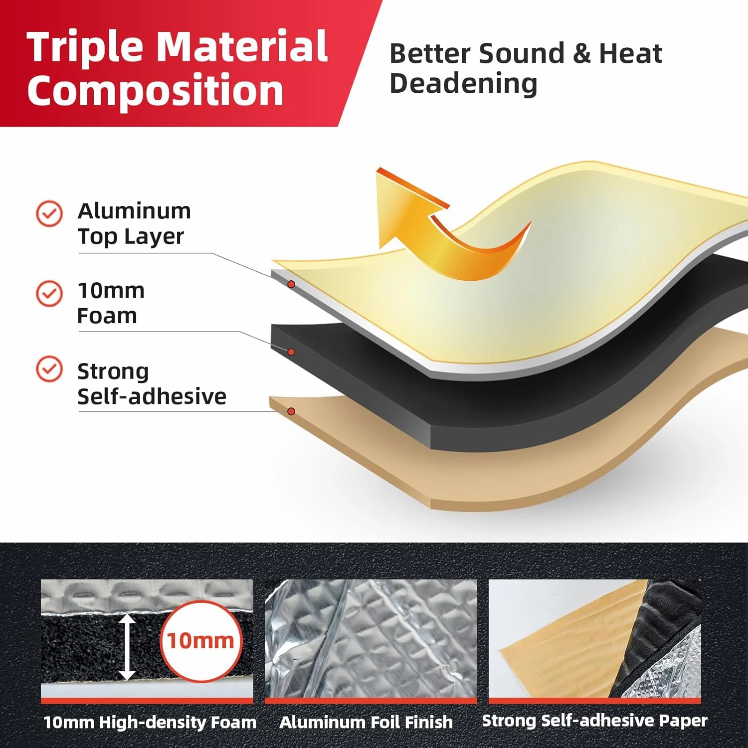394mil 18sqft Thickened Car Sound Deadener Hood Firewall Heat Shield Insulation Pad Automotive Sound Deadening Mat Aluminum