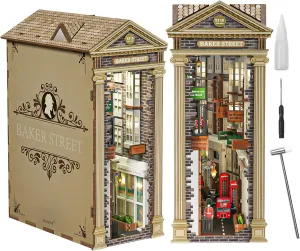 3D Puzzle,DIY Miniature Dollhouse for Collectors and Bookshelf Decorations,DIY Book Nook Kit with Button Light