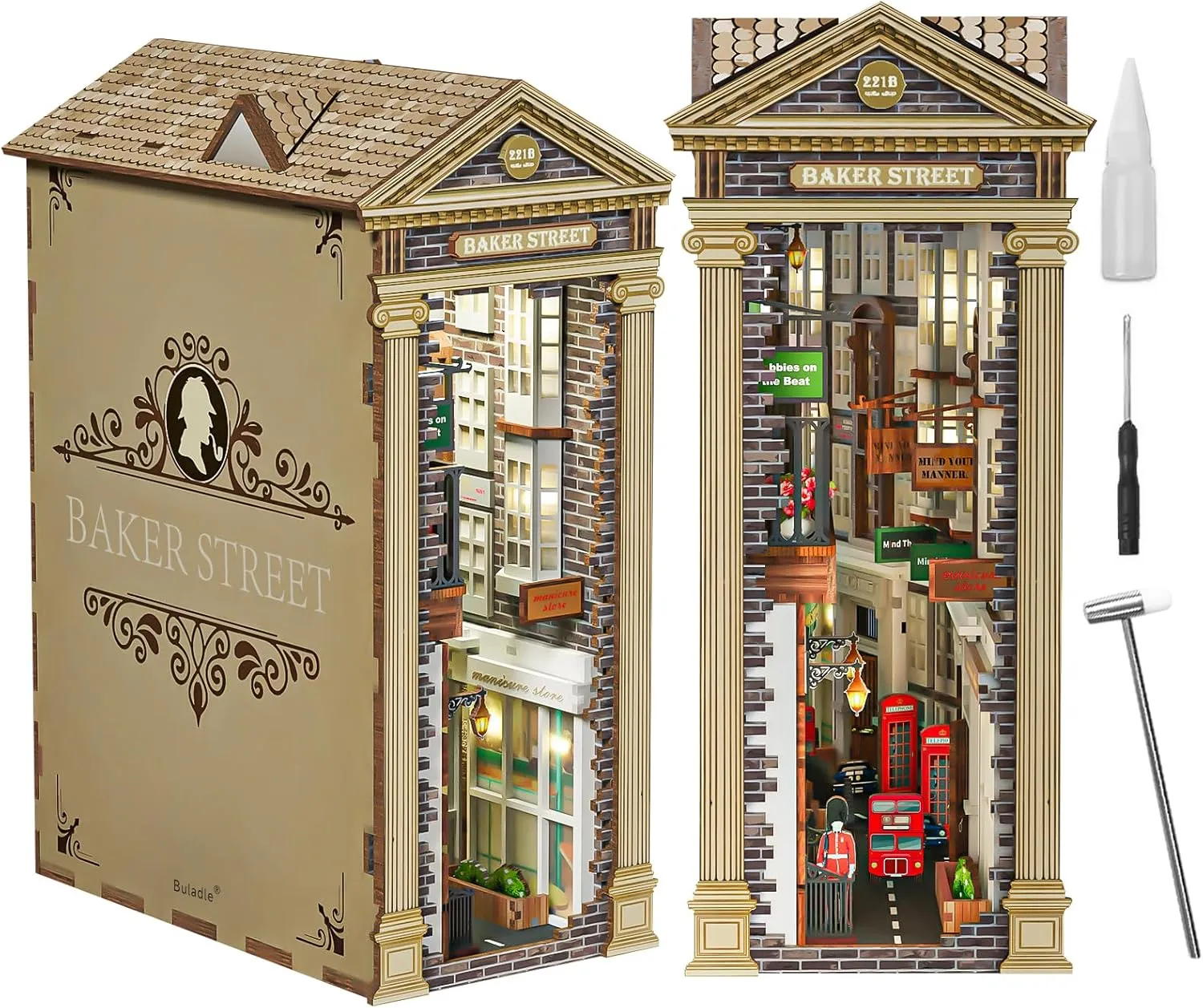 3D Puzzle,DIY Miniature Dollhouse for Collectors and Bookshelf Decorations,DIY Book Nook Kit with Button Light