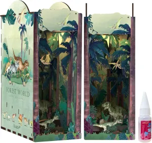3D Wooden Puzzle, DIY Book Nook Kits Miniature Dollhouse Bookend, Bookshelf Insert Assembled Kit, Build-Creativity Gift, Decorative Bookends (Forest World Epic Dragons)