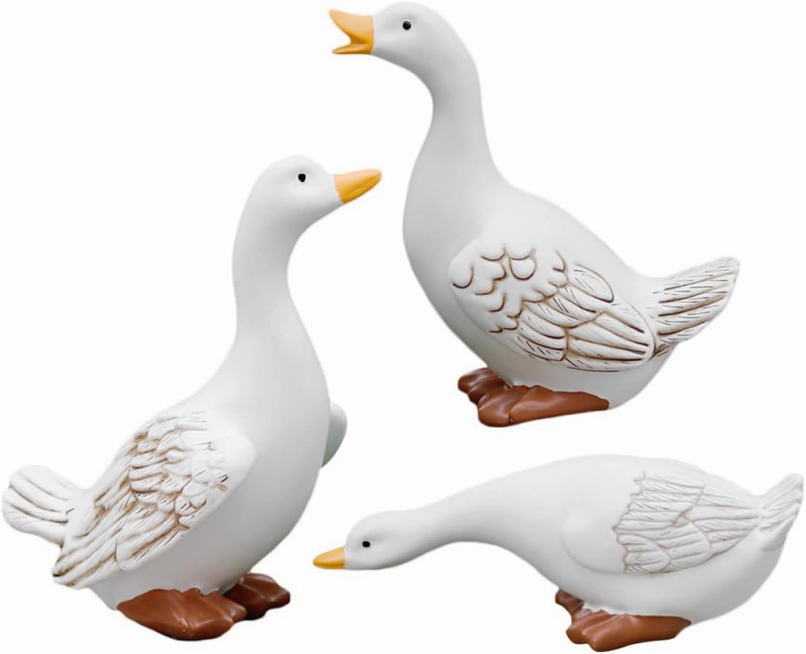 3Pcs Miniature Duck Figurines Cute Resin Animal Ornaments for Micro Landscape Decoration for Garden Dollhouse Car Durable and Charming Items