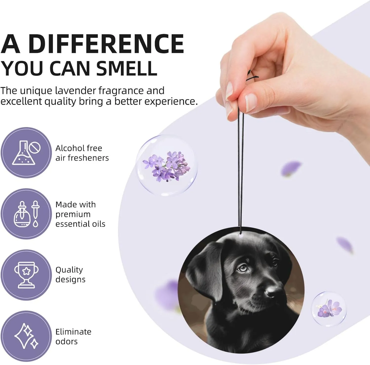 4 Pcs Car Air Fresheners Hanging Air Freshener Fragrance Scented Cards Car Aromatherapy Tablets Black Labrador Puppy Car Freshener Car Interior Mirror Pendant Gifts for Women Men