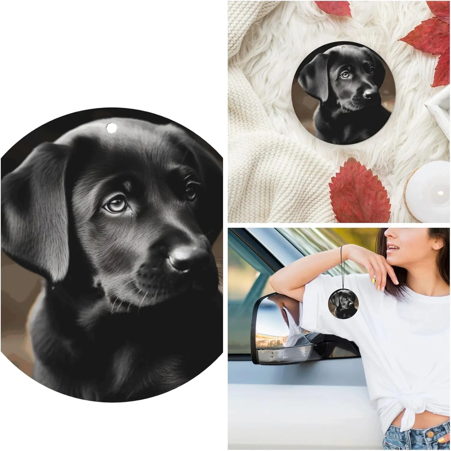 4 Pcs Car Air Fresheners Hanging Air Freshener Fragrance Scented Cards Car Aromatherapy Tablets Black Labrador Puppy Car Freshener Car Interior Mirror Pendant Gifts for Women Men