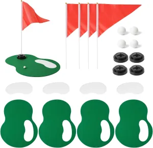 4 Set Golf Theme Centerpieces Table Set Including Ball Sand Trap Red Flag Plastic Flagpole Base for Golf Sport Party Decorations Supplies.