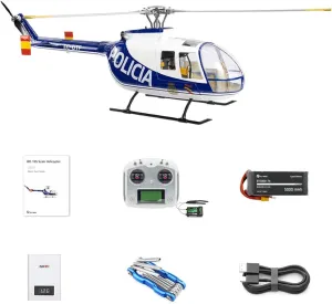 470 Size RC Helicopter, BO105 2.4G 6CH Remote Control Military Helicopter with H1 Flight Controller, 3D/6G Model, 20Minutes Flight Time (RTF Version/Police Paint)