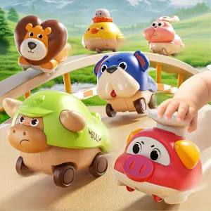 6 Pack Press and Go Car Toys for Toddlers 1-3, Baby Push Go Animal Cars for 12-18 Months, Infant Play Race Vehicle Set, First Birthday Toy Gifts for 1-2 Years Old Boys Girls