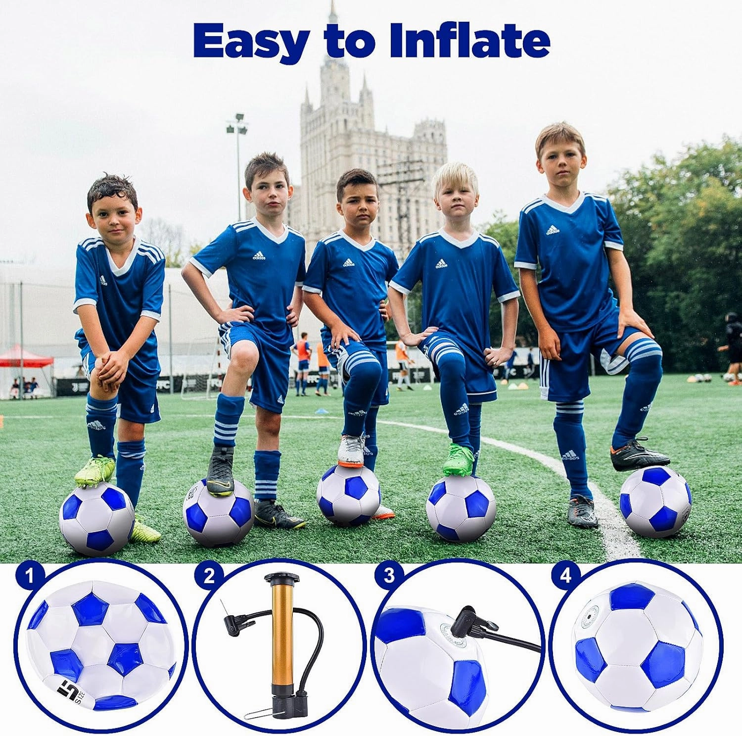 6 Pack Classic deflated Soccer Balls Size 3/4/5 with Pump and Mesh Bag for Indoor Outdoor Lawn Game Training Practice Bulk Sport Gift for Teens Adults