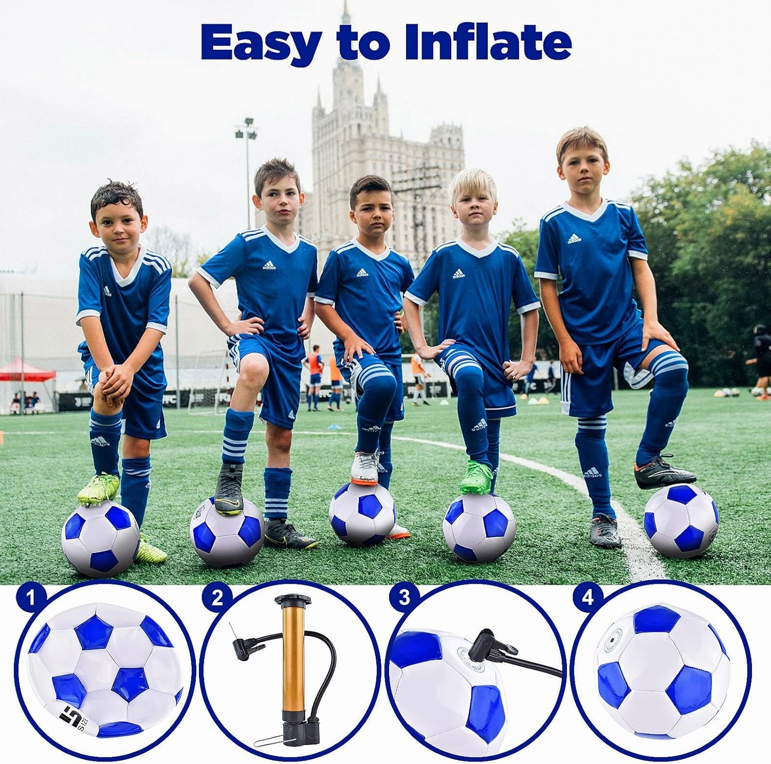 6 Pack Classic deflated Soccer Balls Size 3/4/5 with Pump and Mesh Bag for Indoor Outdoor Lawn Game Training Practice Bulk Sport Gift for Teens Adults