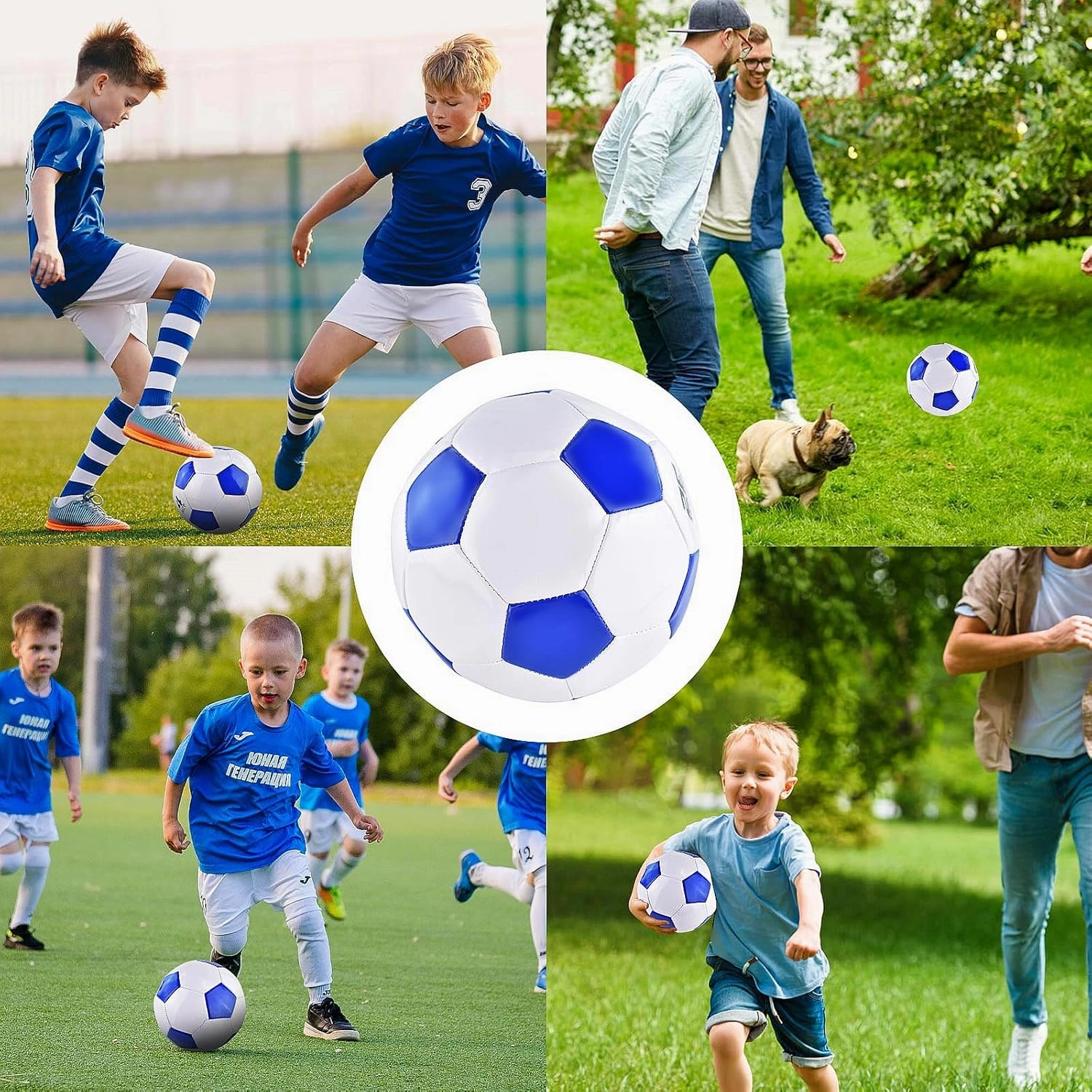 6 Pack Classic deflated Soccer Balls Size 3/4/5 with Pump and Mesh Bag for Indoor Outdoor Lawn Game Training Practice Bulk Sport Gift for Teens Adults