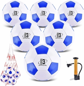 6 Pack Classic deflated Soccer Balls Size 3/4/5 with Pump and Mesh Bag for Indoor Outdoor Lawn Game Training Practice Bulk Sport Gift for Teens Adults
