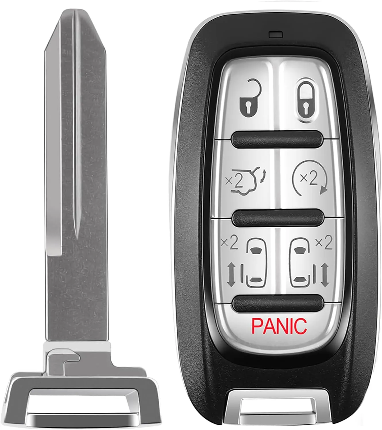 7 Button Self-Programmable Replacement for Proximity Smart Key Fob for 2017 2018 2019 2020 2021 Chrysler Pacifica , 2020-2021 Chrysler Voyager , (FCC:M3N-97395900 68217832AC ) 1PCS