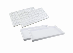 888 Display USA - 100 White Foam Gem Jars Showcase with 2 Pcs White Stackable Display Tray