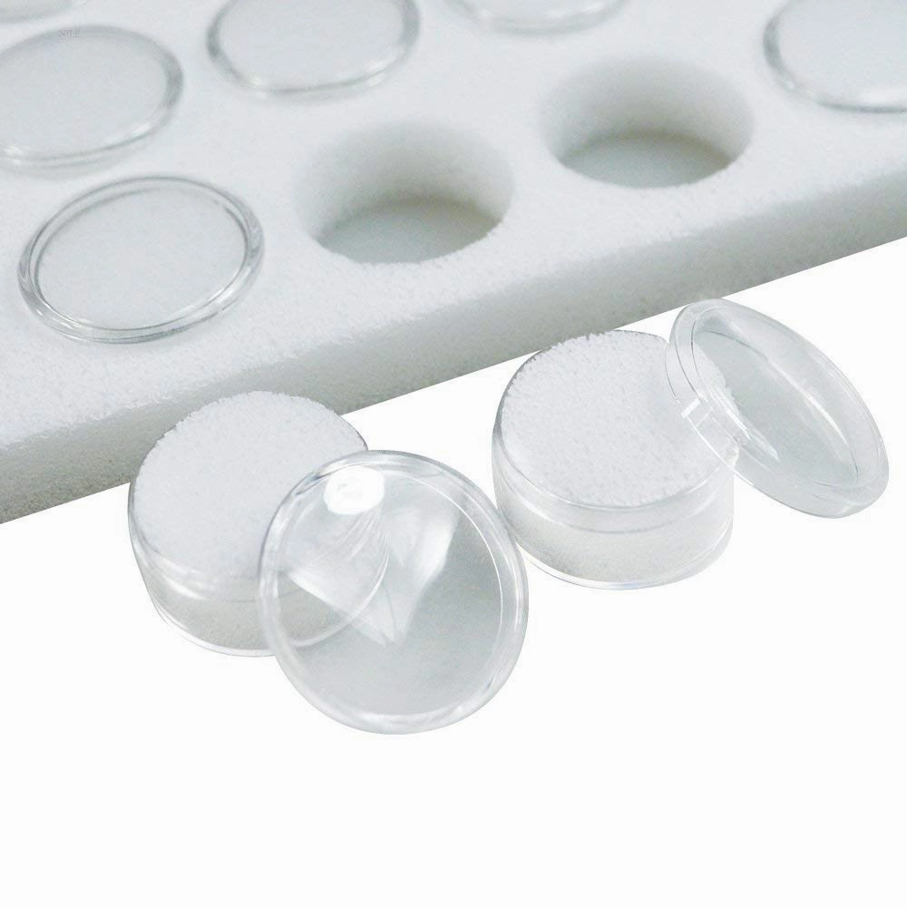 888 Display USA - 100 White Foam Gem Jars Showcase with 2 Pcs White Stackable Display Tray