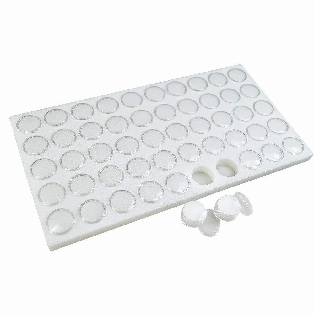 888 Display USA - 100 White Foam Gem Jars Showcase with 2 Pcs White Stackable Display Tray