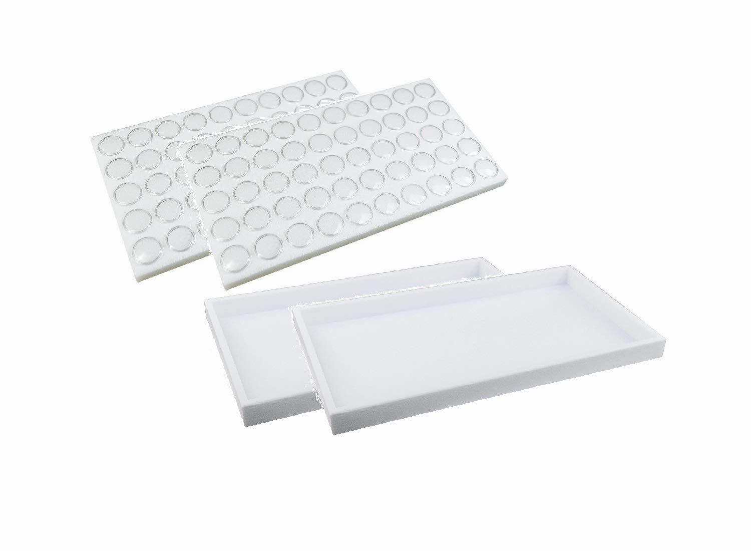 888 Display USA - 100 White Foam Gem Jars Showcase with 2 Pcs White Stackable Display Tray