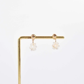 8 mm white pearl ball yellow gold plated ball stud earrings