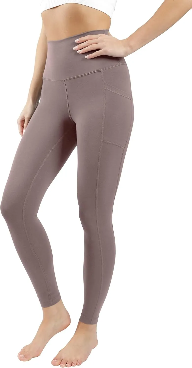 90 Degree By Reflex Cotton High Waist Ankle Length Compression Leggings with Elastic Free Waistband