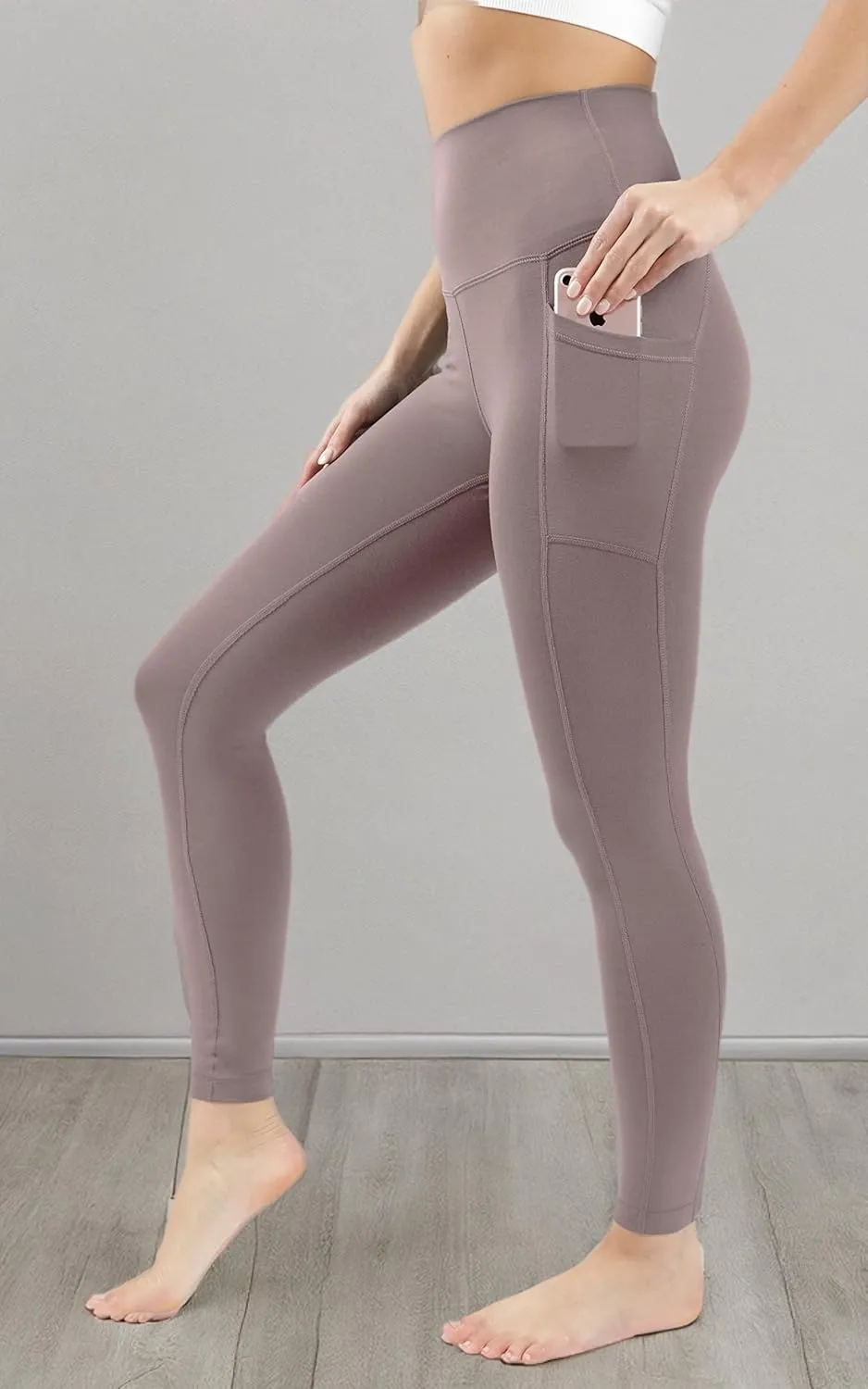 90 Degree By Reflex Cotton High Waist Ankle Length Compression Leggings with Elastic Free Waistband