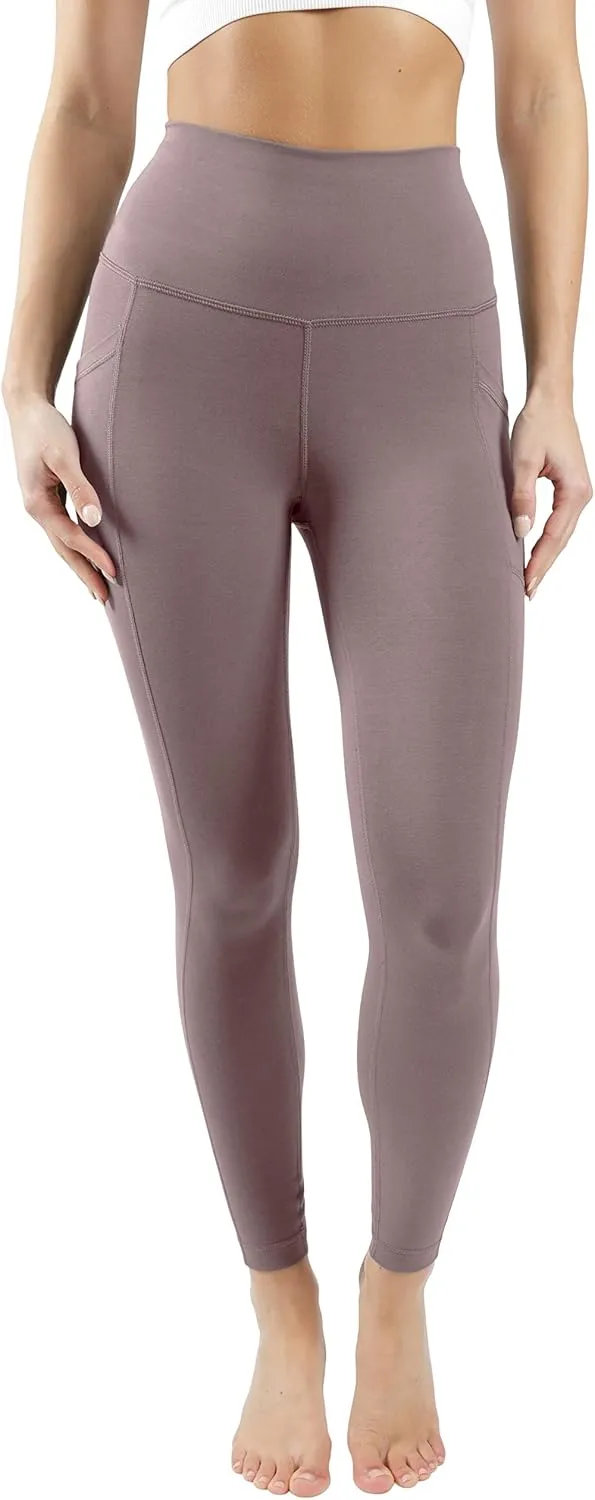 90 Degree By Reflex Cotton High Waist Ankle Length Compression Leggings with Elastic Free Waistband