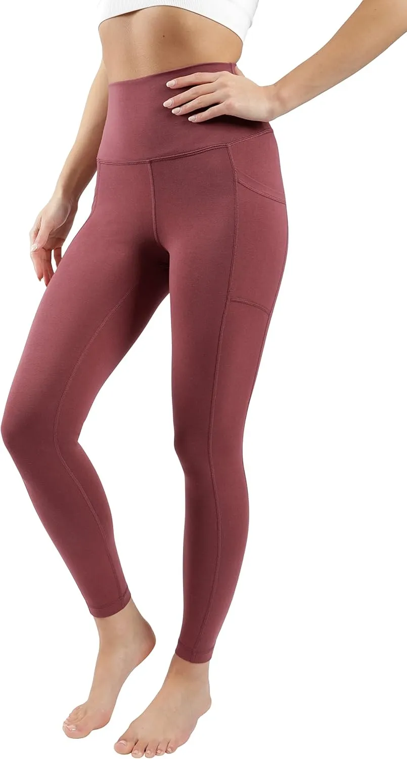 90 Degree By Reflex Cotton High Waist Ankle Length Compression Leggings with Elastic Free Waistband