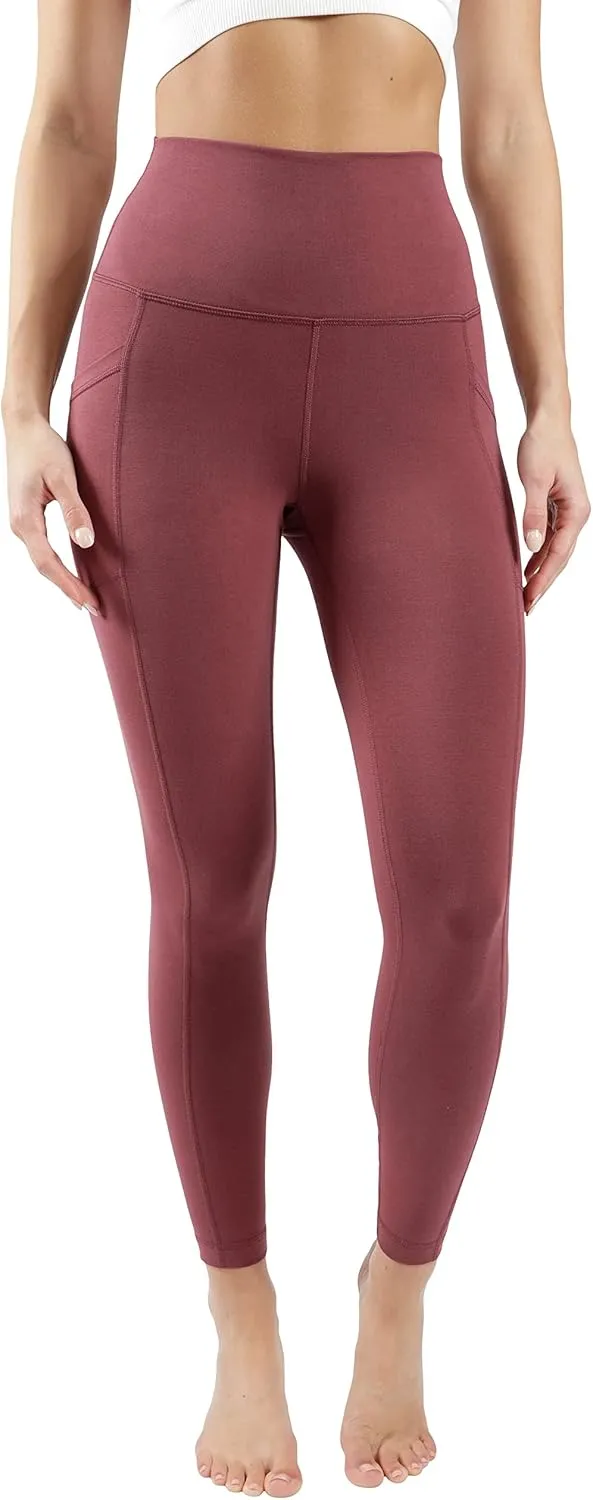 90 Degree By Reflex Cotton High Waist Ankle Length Compression Leggings with Elastic Free Waistband