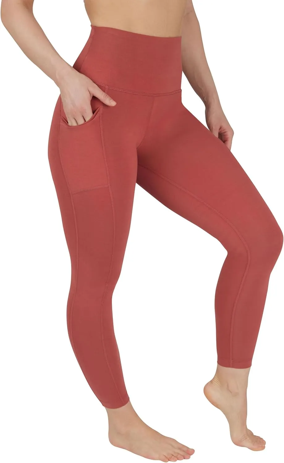 90 Degree By Reflex Cotton High Waist Ankle Length Compression Leggings with Elastic Free Waistband