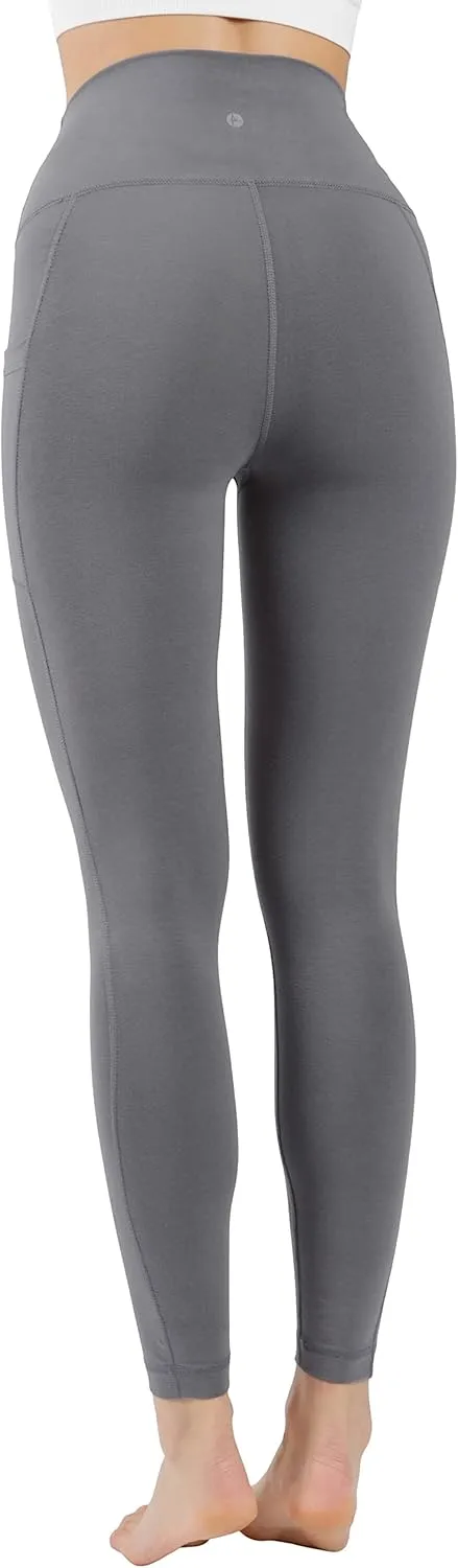 90 Degree By Reflex Cotton High Waist Ankle Length Compression Leggings with Elastic Free Waistband