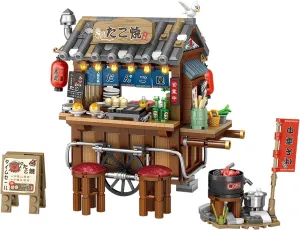 951 Pieces Japan Street View Shop Bricks, MOC Cute Takoyaki Shop Creative Japanese Architecture Set, Collectible Gifts for Adults Kids 6-12