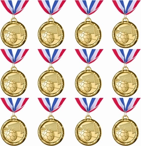 Abaokai 12 Pieces Soccer Medals for Awards for Kids and Adults, Gold Award Medals Set - Metal Olympic Style for Kid’s Sports Soccer Games and Prizes Awards, Party Favors, 2 Inches