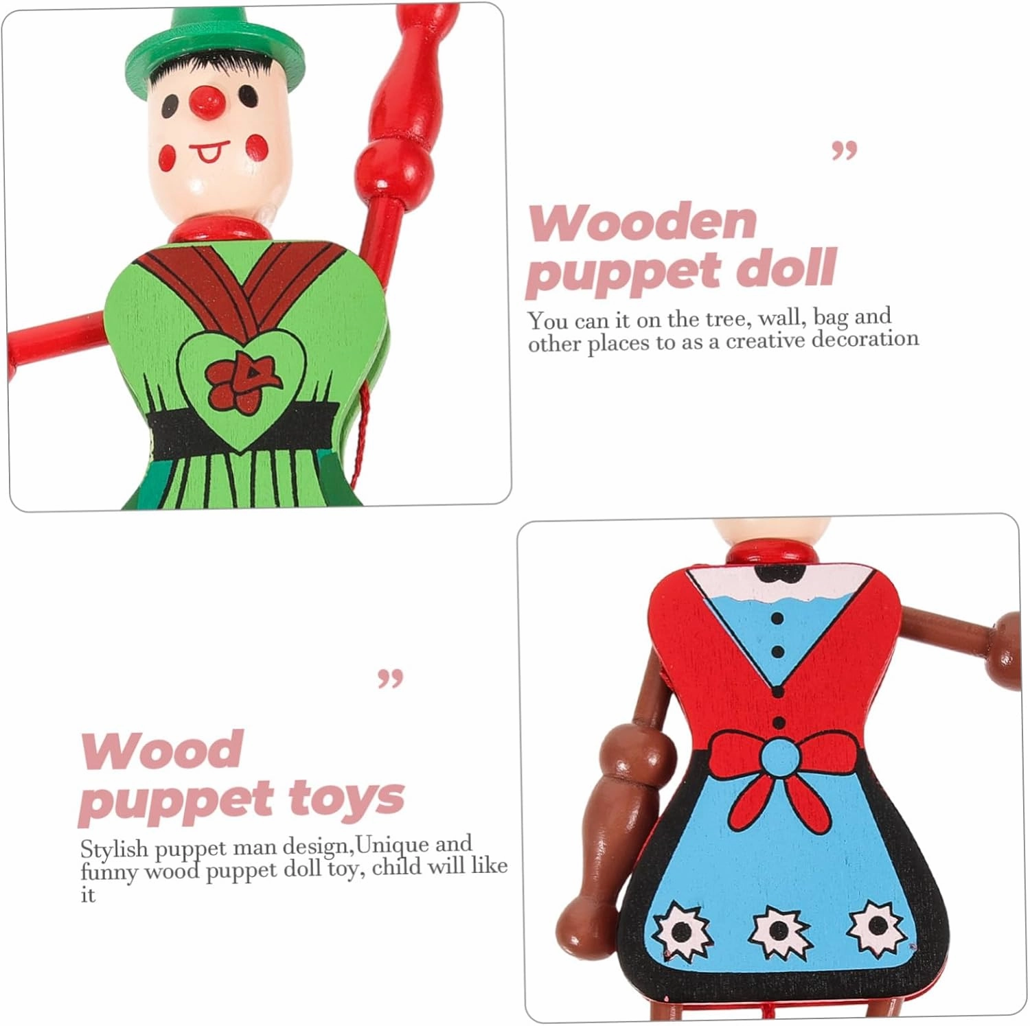 ABOOFAN 8pcs Creative Puppet Doll Toys Funny Marionette Pull String Puppets for Boys and Girls Unique Hanging Decor for Home Fashionable for Boys and Girls Style