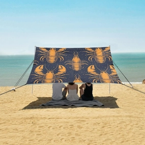 Abstract Lobster Beach Camping Tent Sun Shelter for Whole Family, Cute Beach Shade Canopy with UPF50  UV Protection,Easy Set Up and Carry,Outdoor Shade for Trips, Fishing, Backyard Fun Picnics
