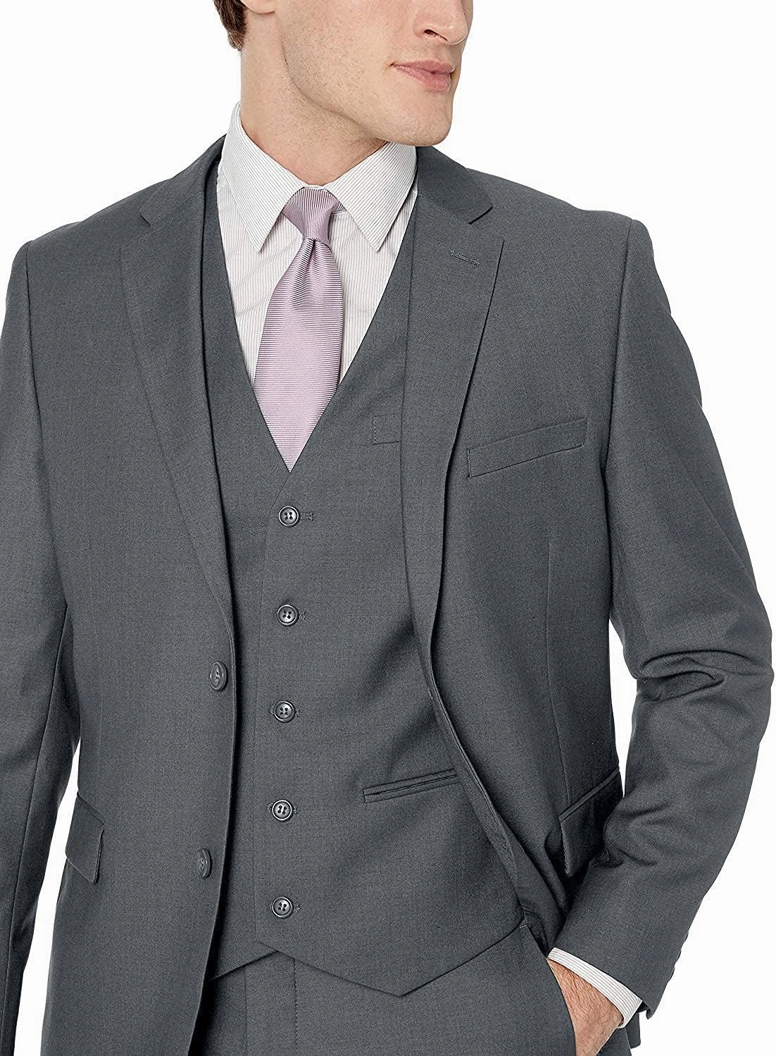Adam Baker Men's Classic Fit 3-Piece (Jacket, Vets, Trousers) Vested Suit Set - Many Sizes & Colors Available
