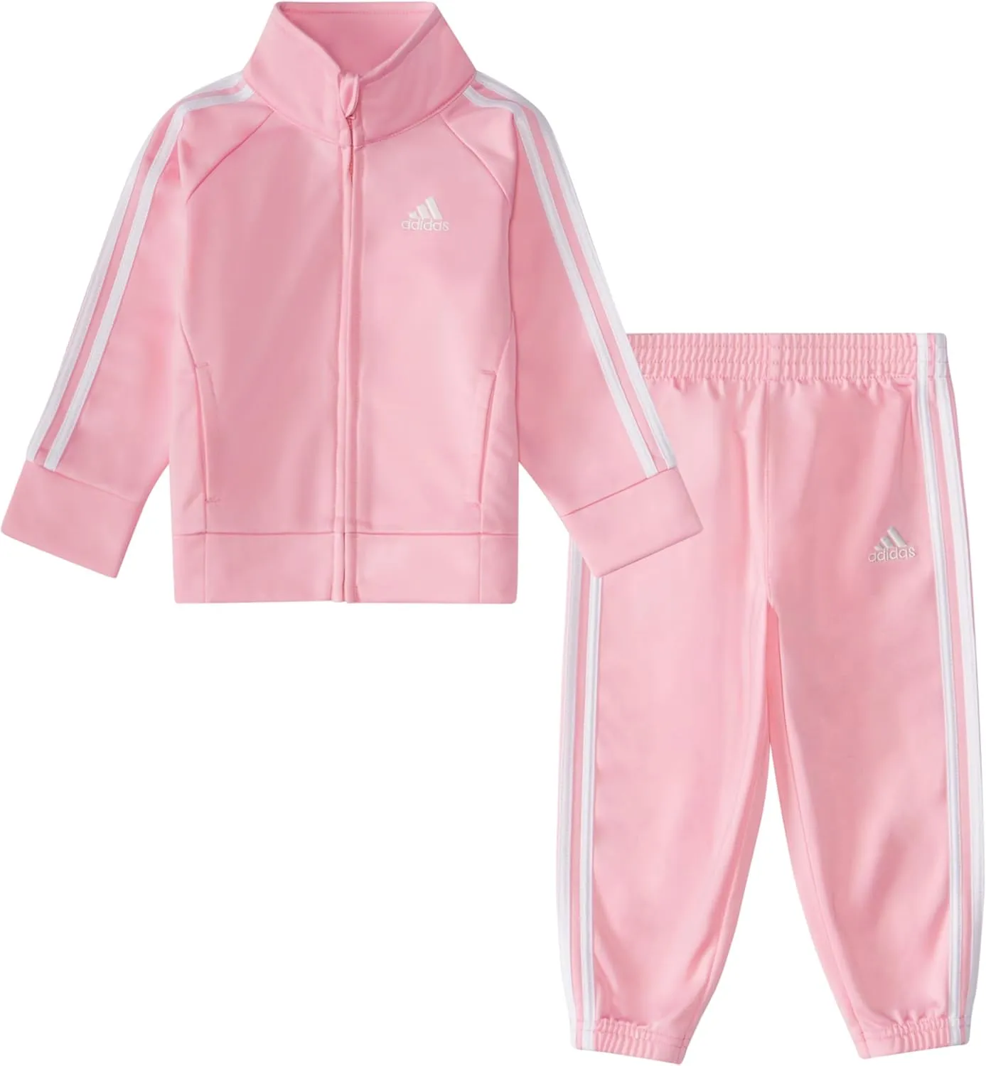 adidas Baby Girl's Zip Front Classic Tricot Jacket and Joggers Set