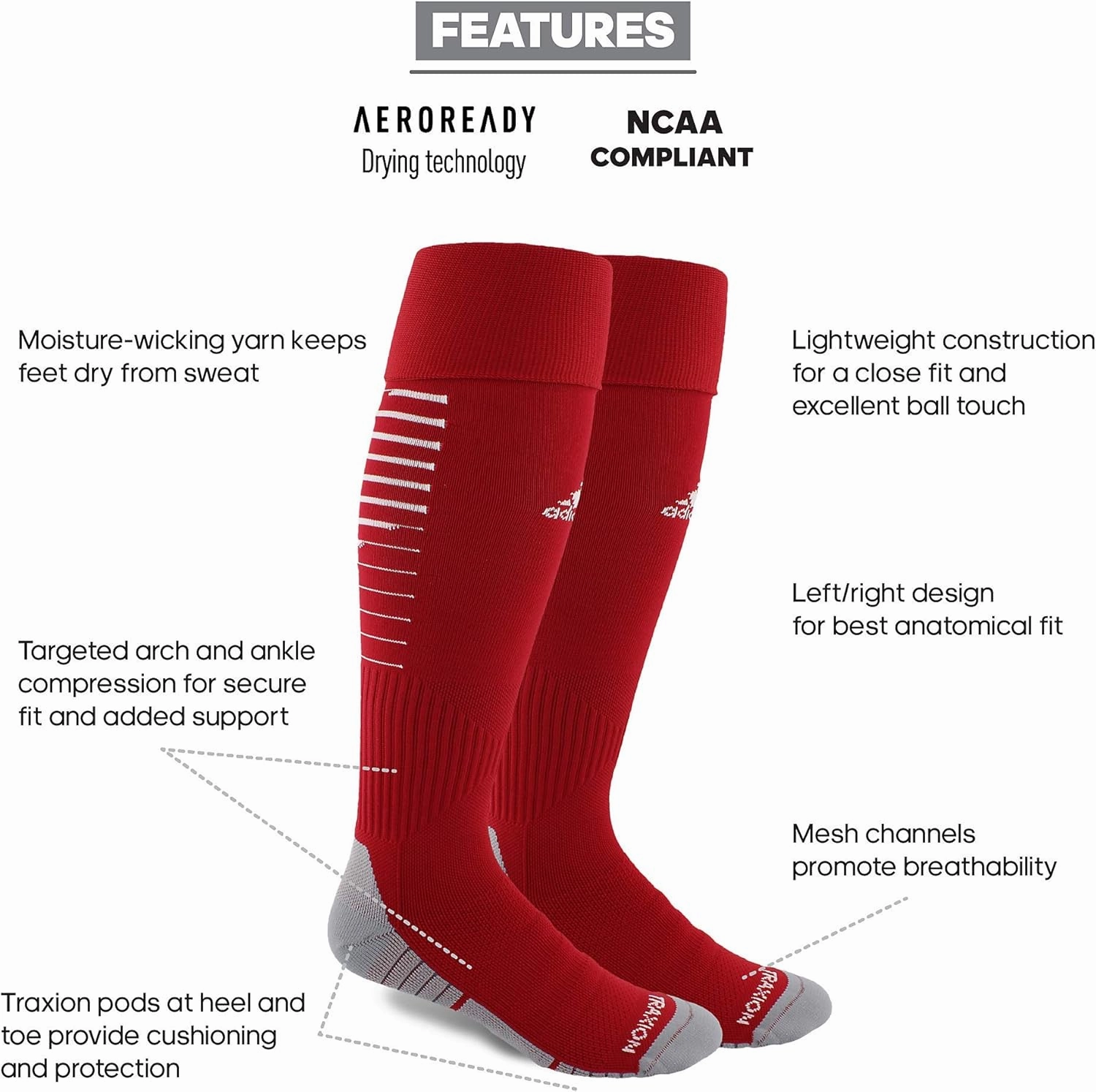 adidas unisex Team Speed 2 Soccer Socks for Boys', Girls', Men and Women (1 Pair)