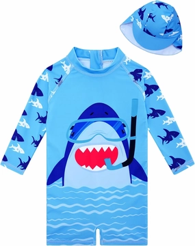 ADUKIDE Baby Boys Swimsuit Summer Beach Rash Guard Swimwear One Piece Sunsuit with Sun Hat 3-24 Months