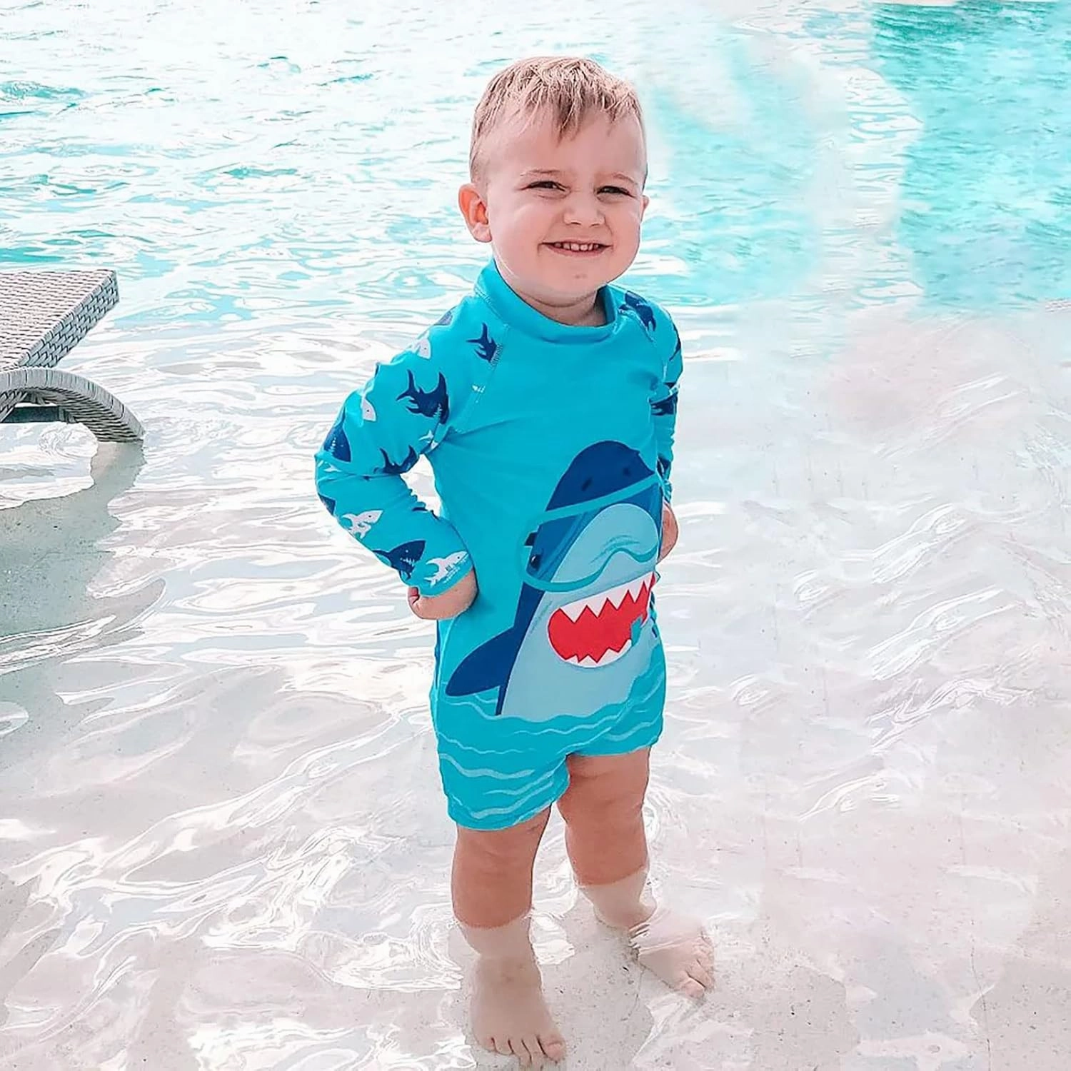 ADUKIDE Baby Boys Swimsuit Summer Beach Rash Guard Swimwear One Piece Sunsuit with Sun Hat 3-24 Months