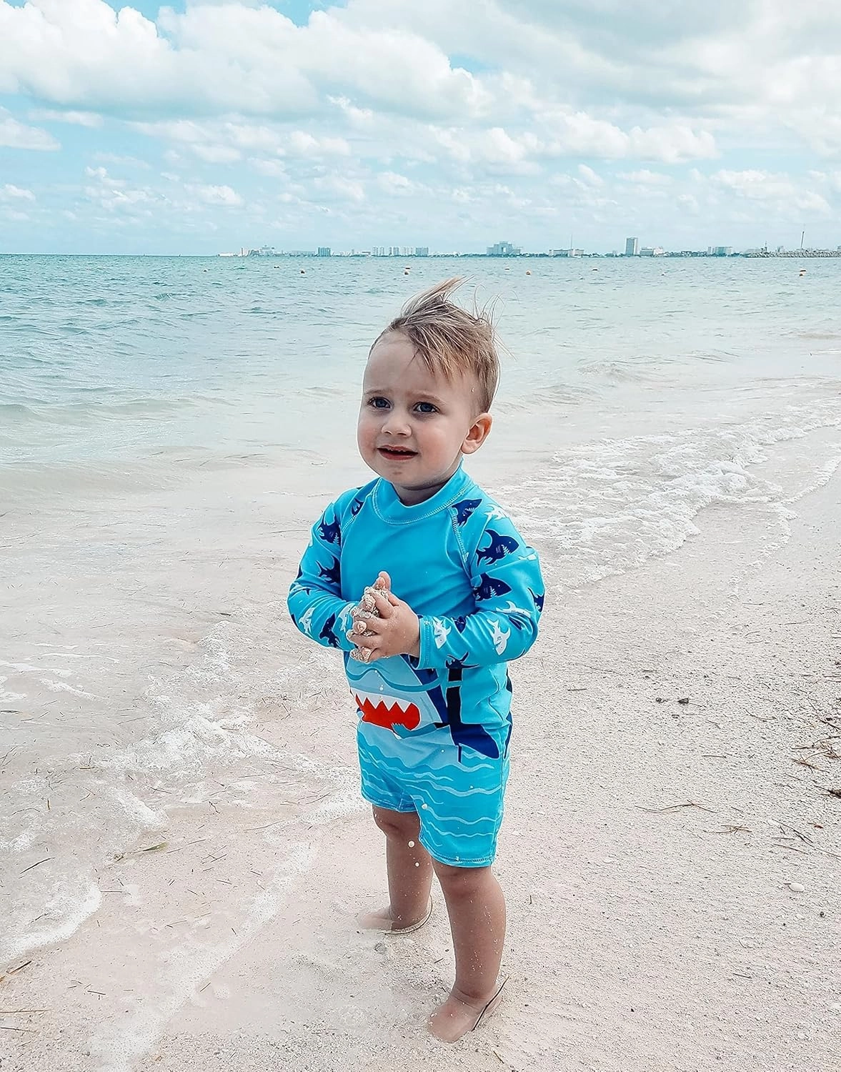 ADUKIDE Baby Boys Swimsuit Summer Beach Rash Guard Swimwear One Piece Sunsuit with Sun Hat 3-24 Months