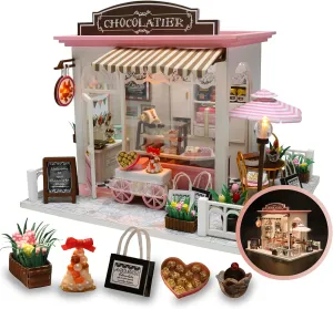 Advanced DIY Miniature House Kit for Adults & Experienced Crafters – Build Detailed Mini Chocolate Shop Perfect for Expert Level Projects with Accessories Tools & Manual