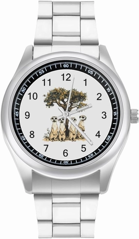 African Meerkats Casual Wrist Watches for Men Classic Business Dress Watch Big Face for Work Gym