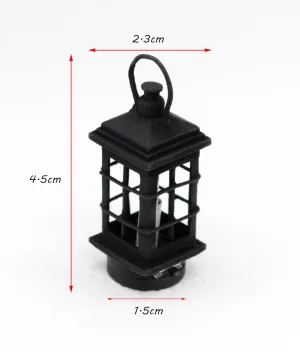 AirAds 1:12 Scale Dollhouse Miniature Light Fixture Old Fashioned Kerosene lamp LED Battery Light Dolls Black Portable Kerosene lamp
