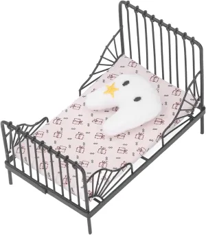 Airshi Miniature Bed, Miniature Bedroom Furniture Authentic Black 1:12 for Doll for Decoration (Type A)
