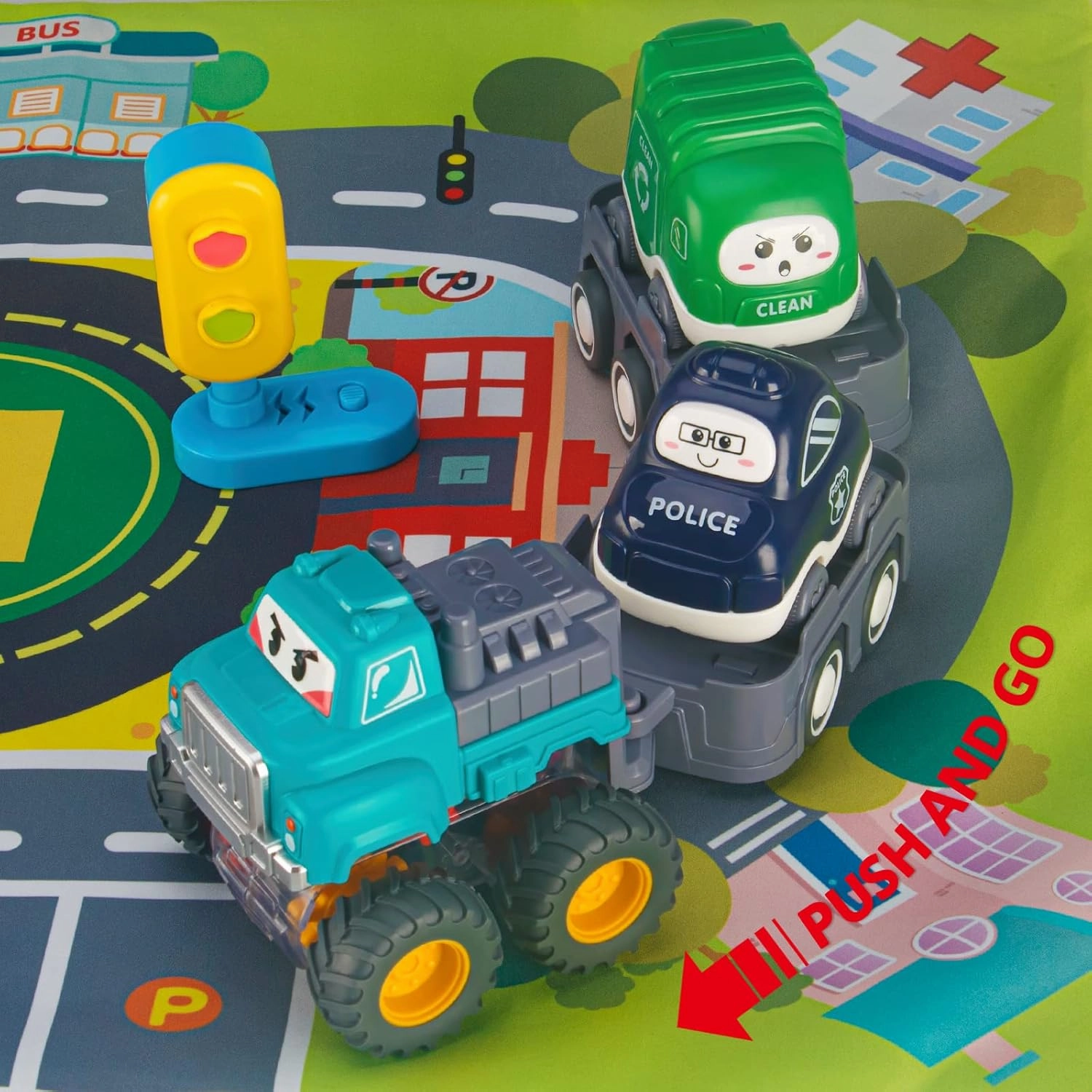 ALASOU Baby Big Trailor Car Toys with Playmat/Storage Bag|1st Birthday Gifts for Toddler Age 1-2|Baby Toys for 1 2 3 Year Old Boy|1 2 Year Old Boy Gift for Infant 12-18 Month