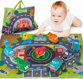 ALASOU Baby Big Trailor Car Toys with Playmat/Storage Bag|1st Birthday Gifts for Toddler Age 1-2|Baby Toys for 1 2 3 Year Old Boy|1 2 Year Old Boy Gift for Infant 12-18 Month