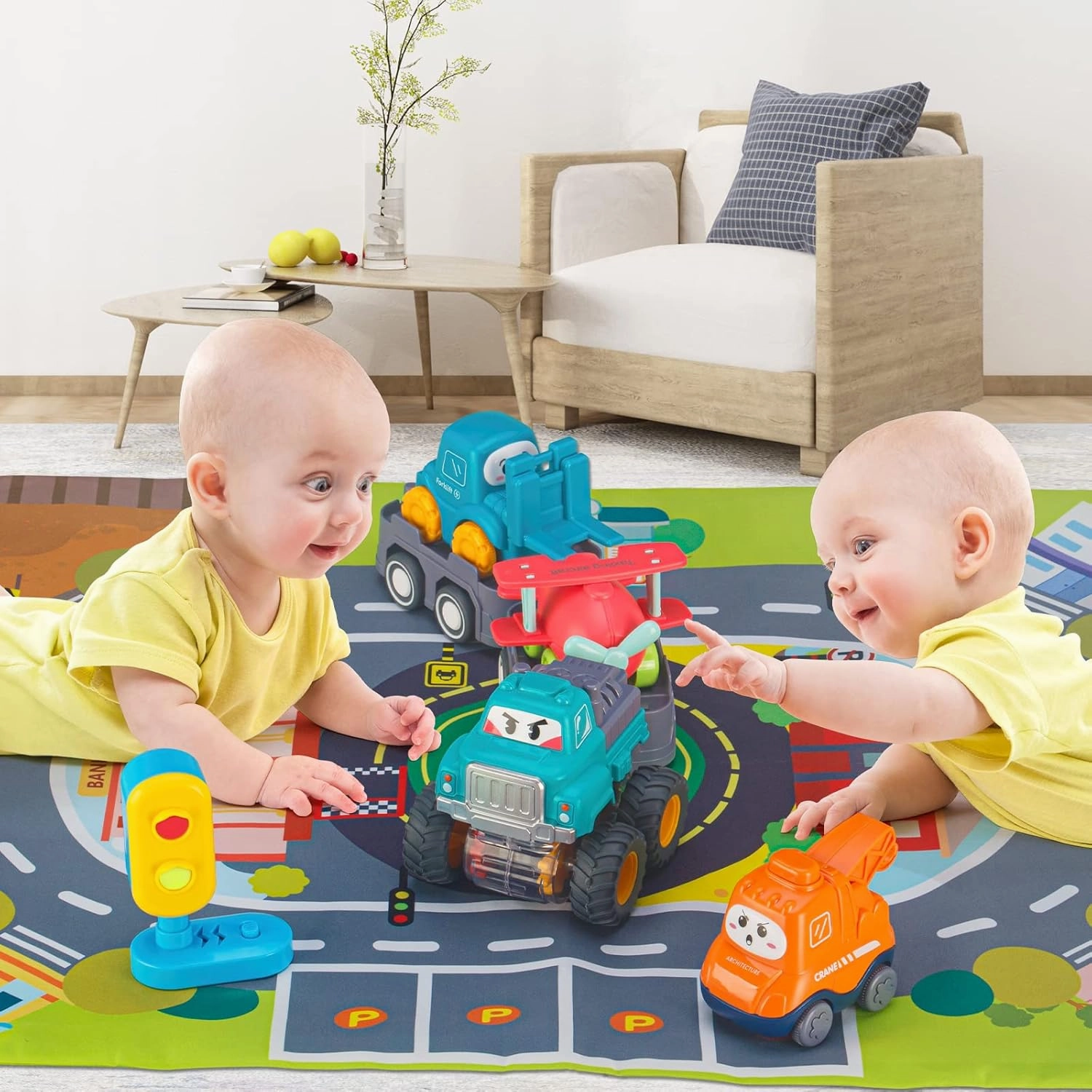 ALASOU Baby Big Trailor Car Toys with Playmat/Storage Bag|1st Birthday Gifts for Toddler Age 1-2|Baby Toys for 1 2 3 Year Old Boy|1 2 Year Old Boy Gift for Infant 12-18 Month