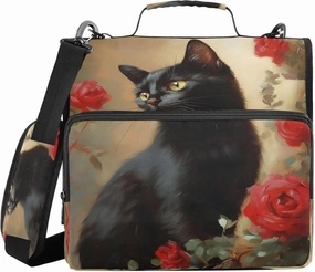 ALAZA Vintage Black Cat Rose Travel Duffel Bag for Women Men Sports Gym Bag with Shoe Compartment Tote Weekender Overnight Bag with Wet Pocket for Travel, Gym,Yoga,Swimming