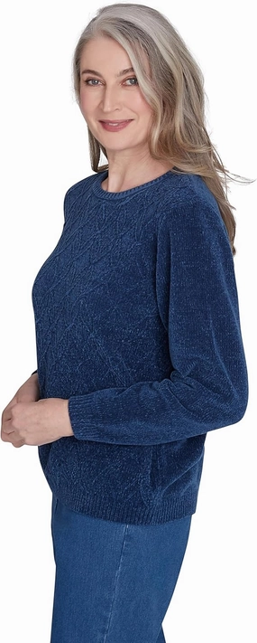Alfred Dunner Classic Crew Neck Chenille Pullover Sweater