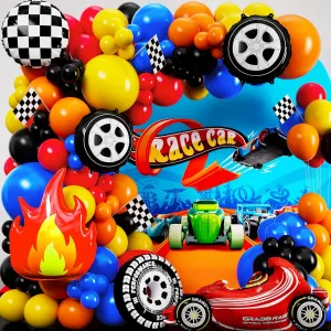 ALL-IN-1 Race Car Balloon Arch Kit with BONUS Flame & Race Car for Hot Wheels Birthday Decorations - Monster Truck Balloons for Hot Wheels Party Decorations - Hot Wheels Balloons, Monster Truck Party
