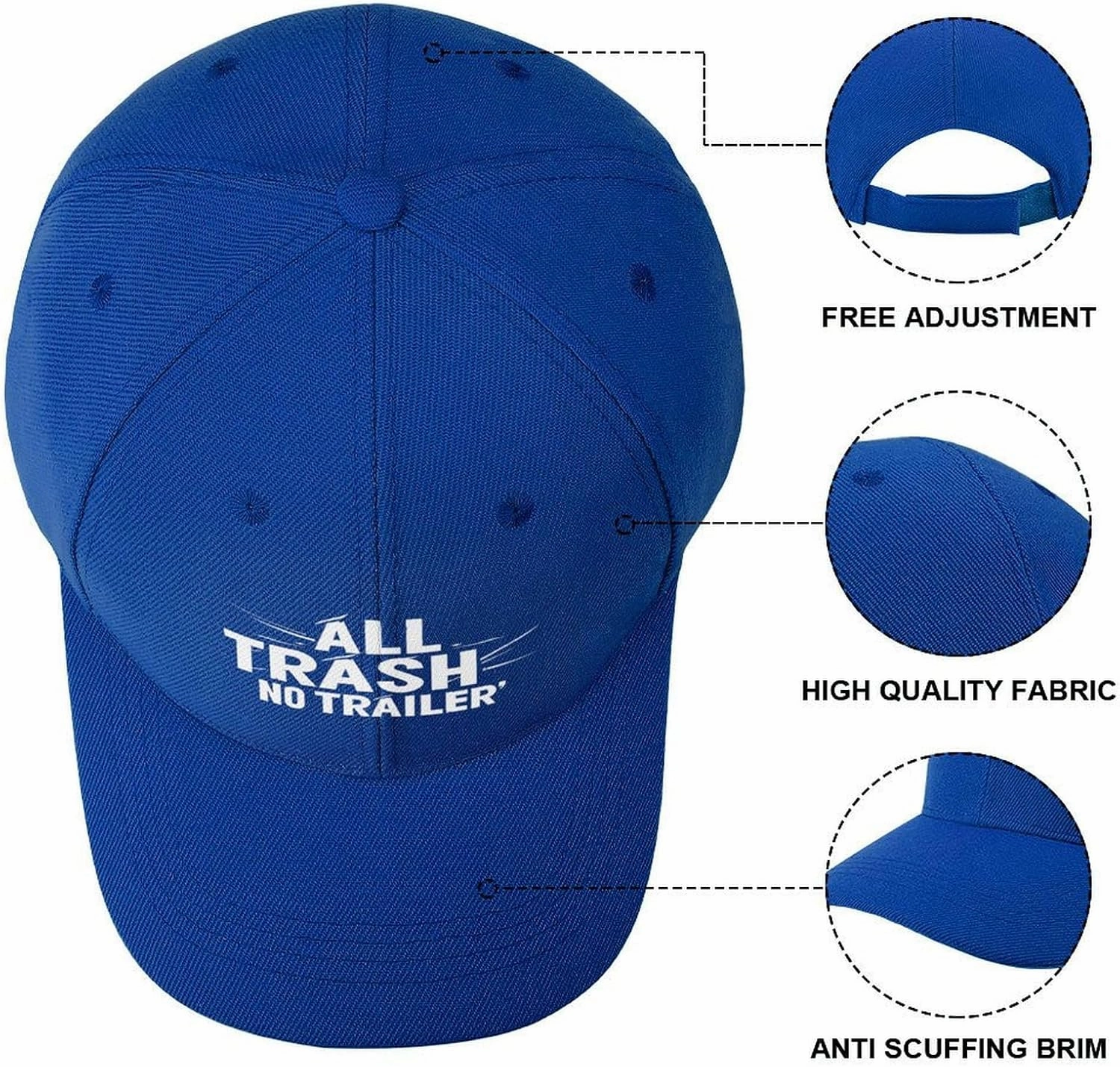 All Trash No Trailer Fashion Baseball Cap Men Women Classic Adjustable Sun Golf Dad Hat Outdoor