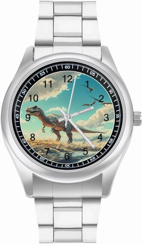 Allosaurus Dinosaur Casual Wrist Watches for Men Classic Business Dress Watch Big Face for Work Gym
