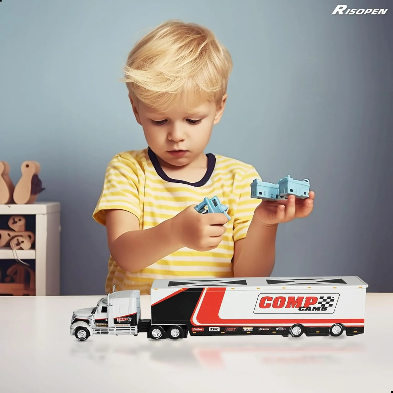 Alloy Metal Diecast Tow Traktor Toy 1:64 Scale International Lonestar Heavy Truck Model Semi Trailer Head Toy Gift Classic Truck Model Collection for Kid Boy Men Adult (White)